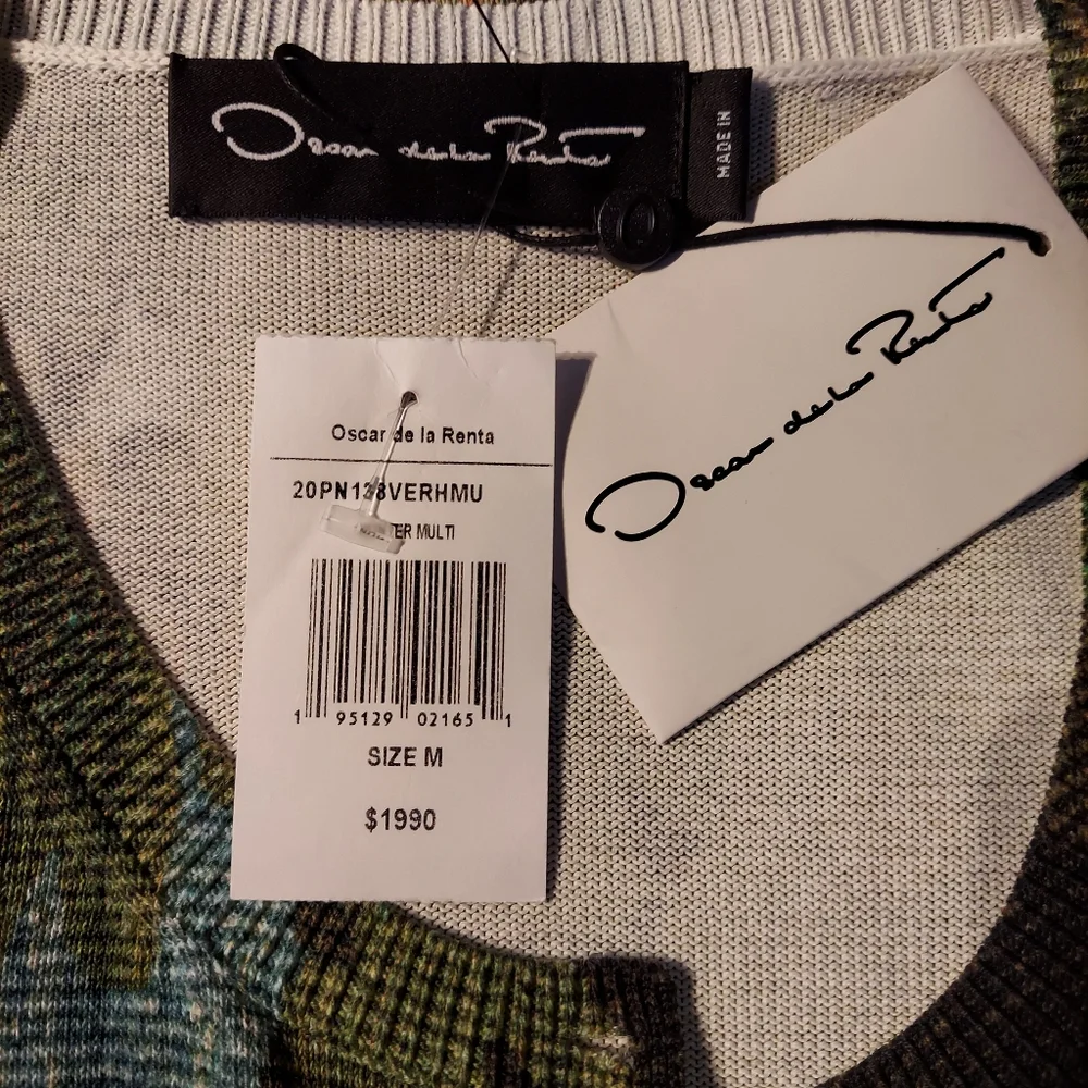 $1,990 NEW OSCAR DE LA RENTA GREEN LANDSCAPE CARDIGAN US S